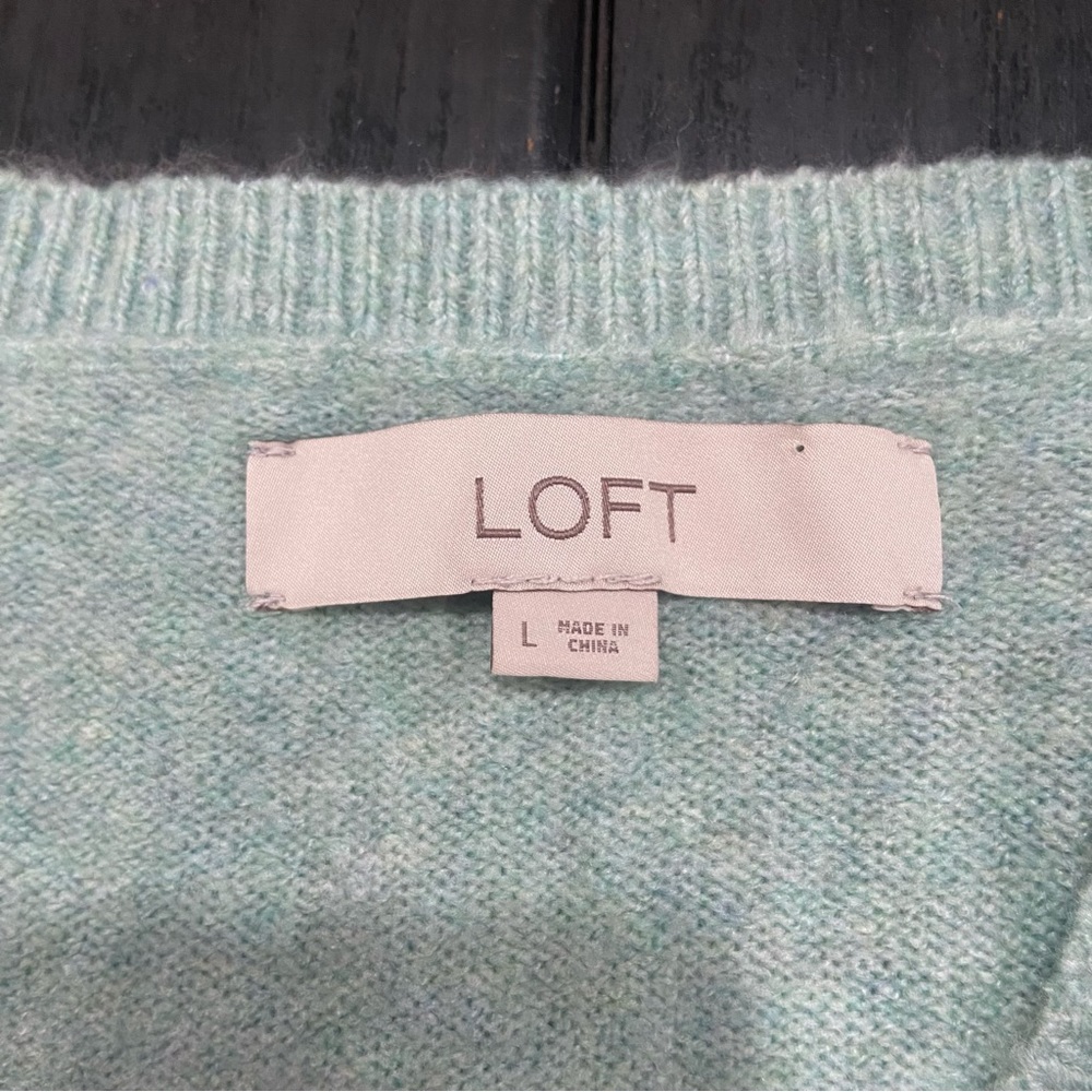 Ann Taylor Loft Women's Mint Green Crew Neck Kimono Sleeve Sweater Size L - Picture 3 of 6